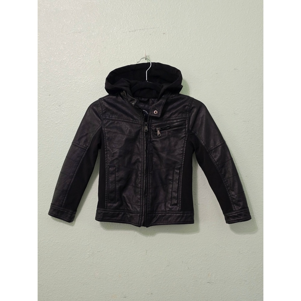 Moto Biker Rock & Roll Punk Goth Grunge Y2K Hood Zip Boys Faux Leather Jacket 7